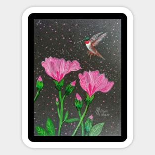 Red Throated Hummingbird in the Azalea Flowers Sticker